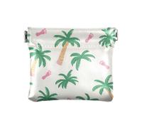 ALAZA Summer Palm Tree Footprints Small Squeeze Coin Purse PU Leather Mini Wallet Change Pouch for Women Men Kids