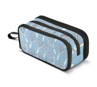 ALAZA Tennis Racket Blue Pencil Case for Boys Girls Kids Pencil Pouch 3 Compartment Pen Bag Large Capacity Storage Pencil Holder School Students with Zipper