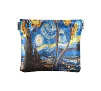 ALAZA Van Goghs Starry Night Blooming Small Squeeze Coin Purse PU Leather Mini Wallet Change Pouch for Women Girls