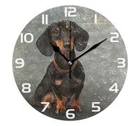 ALAZA Vintage Dog Dachshund Portrait Round Acrylic Wall Clock, Silent Non Ticking Oil Painting Home Office School Decorative Clock Art