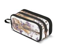 ALAZA Violin Butterfly Music Pencil Case for Boys Girls Kids Pencil Pouch 3 Compartment Pen Bag Large Capacity Storage Pencil Holder School Students with Zipper