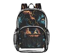 ALAZA Water Fire Killer Whale Lightning Clear Backpack See Through Bookbag Waterproof Transparent Casual Daypack for School Travel Stadium Events Women Men Kids
