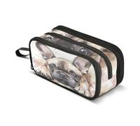 ALAZA Watercolor French Bulldog Playing Large Capacity Pencil Case Pouch Pen Bag Office Stationery Organizer for Teens Girls Student