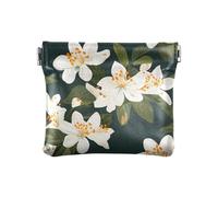 ALAZA White Jasmine Flower Small Squeeze Coin Purse PU Leather Mini Wallet Change Pouch for Women Men Kids