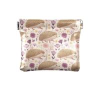 ALAZA Wildflowers Hedgehog Small Squeeze Coin Purse PU Leather Mini Wallet Change Pouch for Women Men Kids