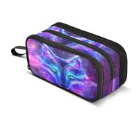 ALAZA Wolf Galaxy Wolves Blue Pencil Case for Boys Girls Kids Pencil Pouch 3 Compartment Pen Bag Large Capacity Storage Pencil Holder School Students with Zipper