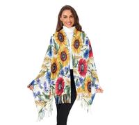 ALAZA Women's Scarf Fall Winter Pashmina Shawls and Wraps, Fashion Elegant Large Long Warm Soft Neck Scarf Sunflowers Poppies Travel Scarf for Girls Lady Evening Dresses