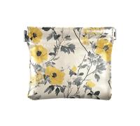 ALAZA Yellow Flowers and Black Leaves Small Squeeze Coin Purse PU Leather Mini Wallet Change Pouch for Women Girls