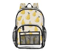 ALAZA Yellow Pears Stylish Clear Backpack See Through Bookbag Waterproof Transparent Casual Daypack for School Travel Stadium Events Women Men Kids