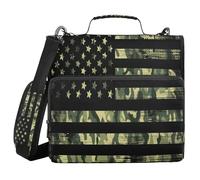 ALAZA Zipper Binder 3 Ring American Flag Green Camo Camouflage Binder Organizer with Zipper and Shoulder Strap Large Capacity Multi-Pocket Trapper Keeper File Folder for Office Supplies