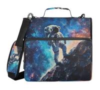 ALAZA Zipper Binder 3 Ring Astronaut Spaceman Universe Space Binder Organizer with Zipper and Shoulder Strap Large Capacity Multi-Pocket Trapper Keeper File Folder for Office Supplies