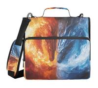 ALAZA Zipper Binder 3 Ring Blue Red Dragon Fire Water Binder Organizer with Zipper and Shoulder Strap Large Capacity Multi-Pocket Trapper Keeper File Folder for Office Supplies