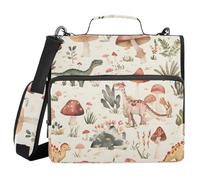 ALAZA Zipper Binder 3 Ring Cute Mushroom Dinosaur Binder Organizer with Zipper and Shoulder Strap Large Capacity Multi-Pocket Trapper Keeper File Folder for Office Supplies