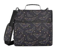 ALAZA Zipper Binder 3 Ring Starry Bats Binder Organizer with Zipper and Shoulder Strap Large Capacity Multi-Pocket Trapper Keeper File Folder for Office Supplies