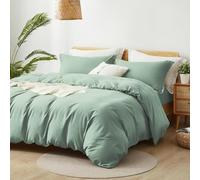 ALAZURIA King Size Duvet Cover - 3 Piece Bedding Set (1 Duvet Cover & 2 Pillow Shams) Soft Double Brushed Comforter Cover w/Zipper Closure & Corner Ties - No Comforter (104" X 90", Sage Green)