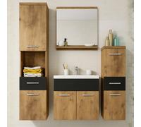 Alba Bathroom Furniture Set With Dolomite Washbasin Castanien Breslau With Black Graphite