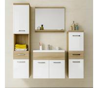 Alba Bathroom Furniture Set With Dolomite Washbasin Sonoma Oak With White Gloss