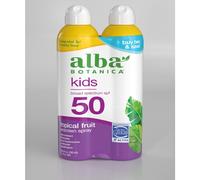 Alba Botanica Kids Sunscreen Spray for Face and Body Tropical Fruit Broad Spectrum SPF 50 Water Resistant 5 fl. oz. Bottle (Pack of 2)