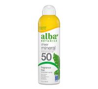 Alba Botanica Sheer Mineral Sunscreen Spray SPF 50 Fragrance-Free Broad Spectrum Water Resistant and Biodegradable 5 fl. Oz. Bottle