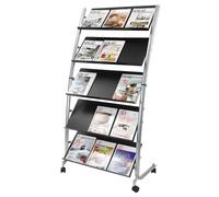 Alba Mobile Display Unit 15xA4 Compartments H166xW82xD51cm Black Steel - DD5GM