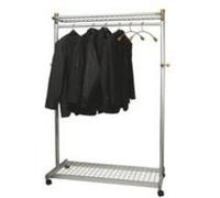 Alba Lux Mobile Garment Rack Silver Grey and Wood - Supplied with 6 Ha
