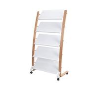 Alba Mobile Wooden Floor Stand 5 x 3 Compartments A4 Format Literature Display H1650 x W860 x D520mm Light Wood/White - DD5GMW BC