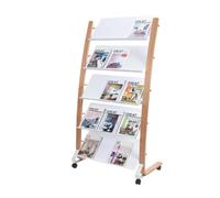 Alba Mobile Wooden Floor Stand 5 x 3 Compartments A4 Format Literature Display H1650 x W860 x D520mm Light Wood/White - DD5GMW BC
