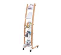 Alba Mobile Wooden Floor Stand 5 Shelves A4 Format Literature Display H1650 x W360 x D520mm Light Wood/White - DD5PMW BC
