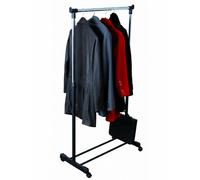 Alba Mobile Garment Clothes Rail Height Adjustable Coat Stand Black NEW VAT Inc