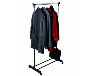 Alba Mobile Garment Clothes Rail Height Adjustable Coat Stand Black NEW VAT Inc