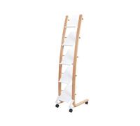 Alba Mobile Narrow Literature Display 5 Compartments A4 Natural Frame White Compartments DD5PMW BC