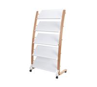 Alba Mobile Wide Literature Display 5x3 Compartments A4 Natural Frame White Compartments DD5GMW BC