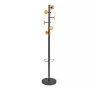 Alba Coat Stand 6 Pegs Plus 3 Mini Pegs Wood And Steel H175cm Black -