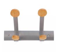 Alba Wall Coat Hook 2 Double Pegs Silver Grey/Light Wood - PMV2