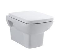 Alba Square Wall Hung Ceramic Toilet Pan & Soft Close & Seat, 400mm - Balterley