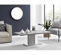 Alba Stone Effect White Gloss & Chrome Coffee Table - Minimalist Modern Design - Grey White & Silver Metal Coffee Table FurnitureboxUK Grey One Size