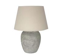 Alba Stone Lamp - Aged Stone Lamp Light with Linen Shade
