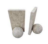 Alba Warm Marble Bookends for Heavy Books (10 x 10 x 18cm) - Set of 2 Decorative Non-Slip Book Stopper, Modern Bookshelf Home Decor - Luxury Interiors by Rowen Homes