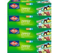Albal 12 Multi-Purpose Bags, Zip Slider, Airtight, Pack of 4, 1 L