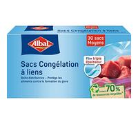 Albal - 30 Freezer Bags with Ties - Medium Model 3L - Triple layer - Dispenser box - Contains recycled resources