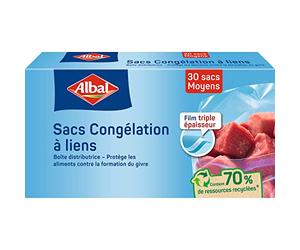 Albal - 30 Freezer Bags with Ties - Medium Model 3L - Triple layer - Dispenser box - Contains recycled resources