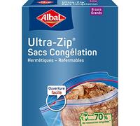 Albal - 8 Ultra Zip Freezer Bags - Large Model 8L - Zip Closure - Heavy Duty - 70% Recycled Resources