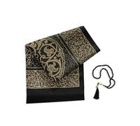 Alban Muslim Prayer Rug with Prayer Beads - Prayer Mat, Prayer Rug, Prayer Matt Islam, Islamıc Prayer Mat, Travel Prayer Mat, Tasbih Prayer Beads, Islamic Gifts, 99 Prayer Beads Included (Black)