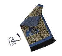 Alban Muslim Prayer Rug with Tasbih Beads - Islamic Travel Mat, Navy