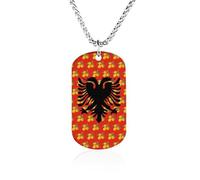 Albania Albanian Flag with Olive Personalized Necklace Dog Tag Pendant Necklaces for Men Women Memorial Jewelry Stainless Steel