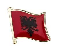 Albania Albanian National Flag Metal Enamel Lapel Pin Badge - 1.9 x 1.6 cm Red with Black Double-Headed Eagle - Hard Enamel Finish with Secure Clasp