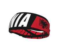 Albania Albanian Striped Flag Sport Sweatband for Men Women Quick Dry Headbands Non Slip Sweat Proof Hairband Breathable Headwear for Running
