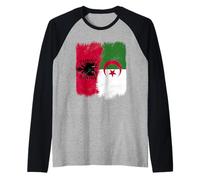 Albania Algeria Half Flag Albanian Algerian Heritage Raglan Baseball Tee