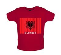 Albania Barcode Style Flag - Organic Baby/Toddler T-Shirt - Red - 6-12 Months