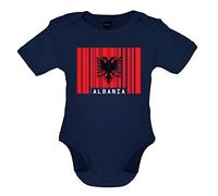 Albania Barcode Style Flag - Organic Babygrow/Body Suit - Nautical Navy - 0-3 Months